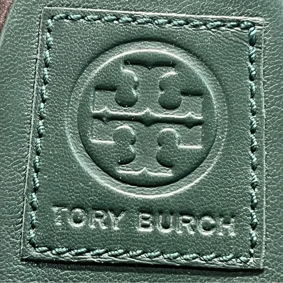 Tory Burch Edina Green Leather Colorblock Slingback Soho Lux Sandals Women’s 8.5 - Picture 15 of 16